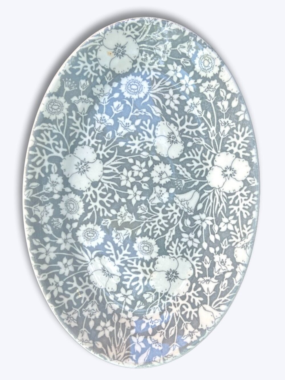 Vtg Wallace China Desert Ware Festival Gray 13.5" Large Oval Serving Platter MCM
